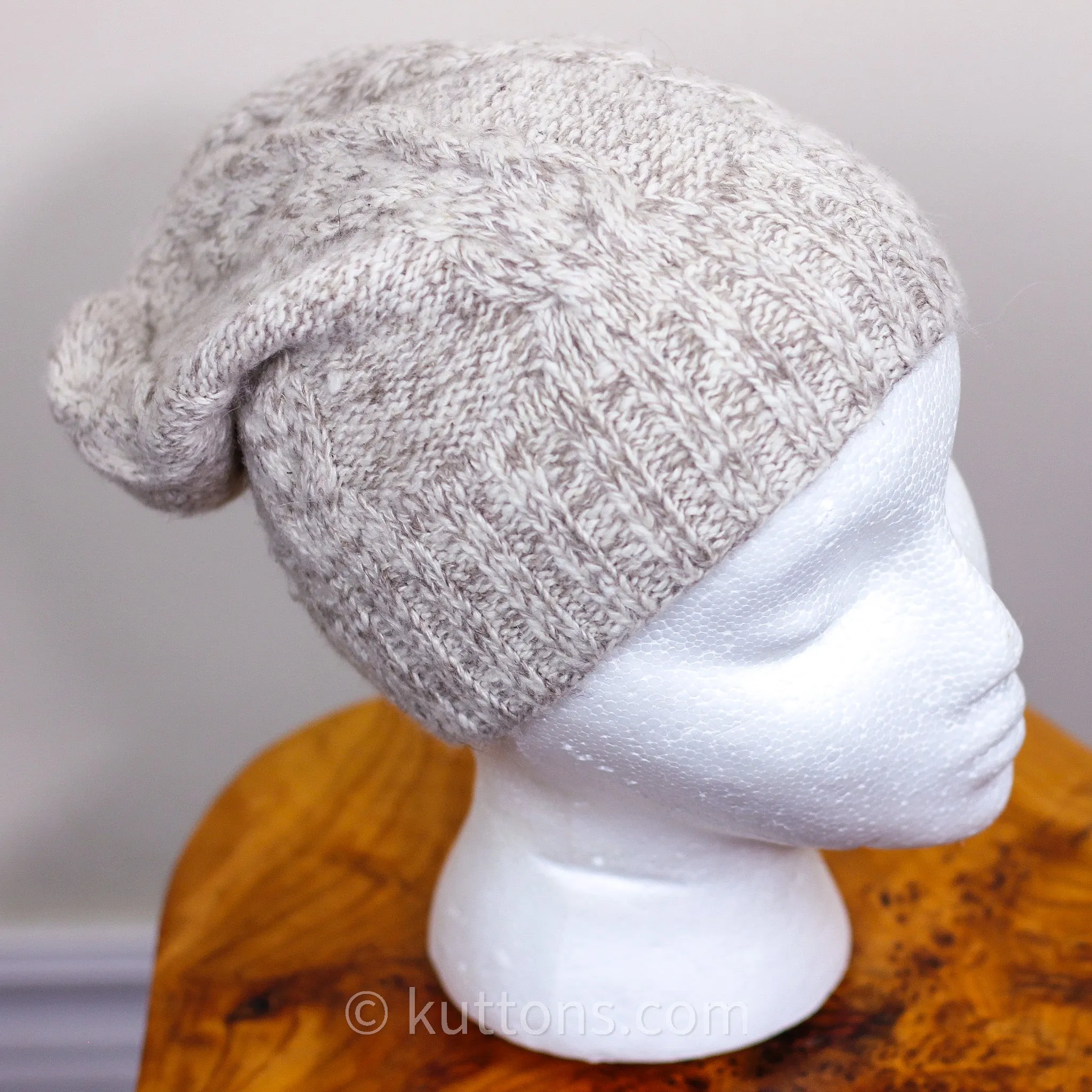 100% Pure Cashmere Hat - Handspun & Handknit Pashmina Cashmere from Ladakh Himalayas | Beige, Unisex