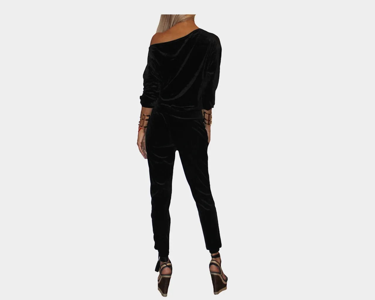 5 Black Off the Shoulder Jog Suit - The Pacific Palisades