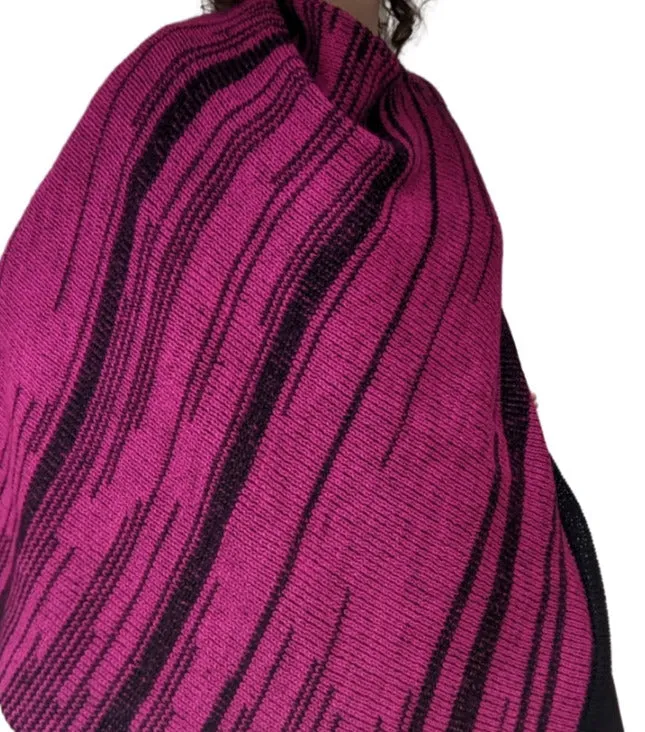 Adults Striped Poncho - British Wool (longer length)