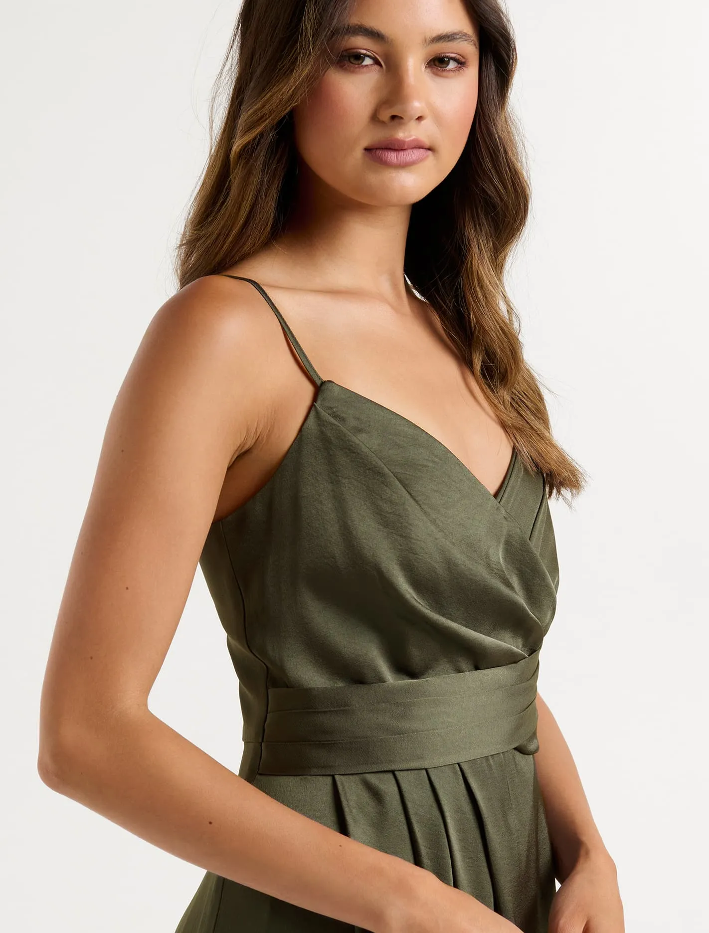 Amanda Drape Satin Midi Dress