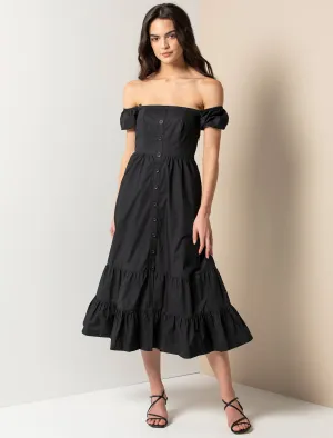 Angie Cotton Bardot Midi Dress