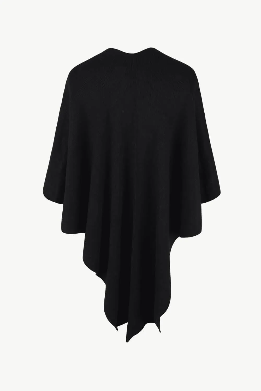 Angie Surplice Neck Pom-Pom Trim Poncho, 5 Colors