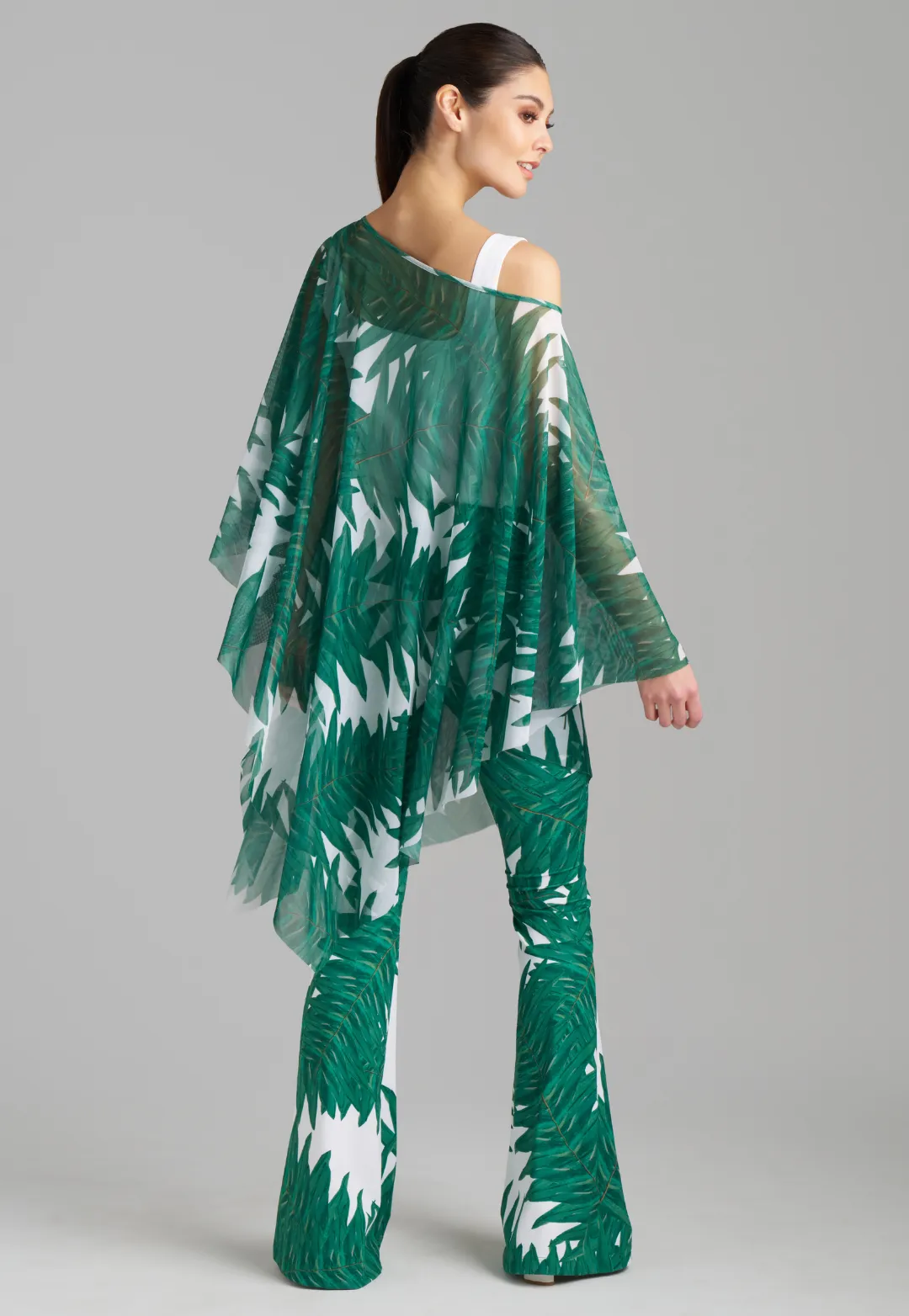 Artemisia Sheer Mesh Poncho in Queen Palm