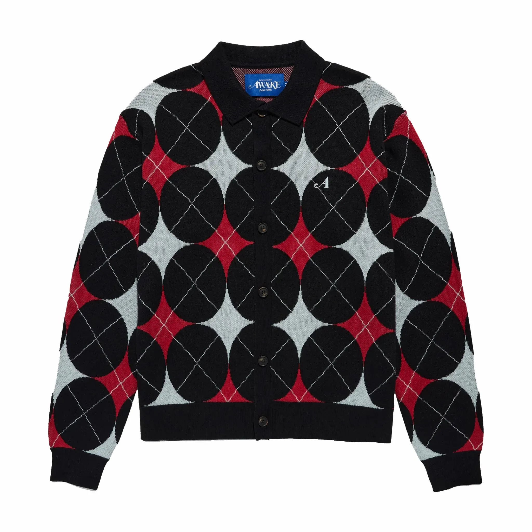 Awake NY Argyle Knit Cardigan (Black)