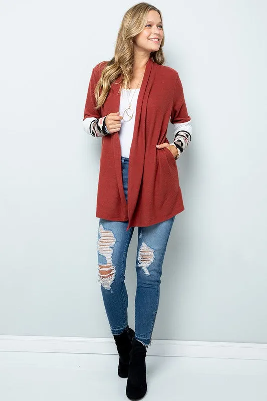 Aztec Contrast Open Cardigan