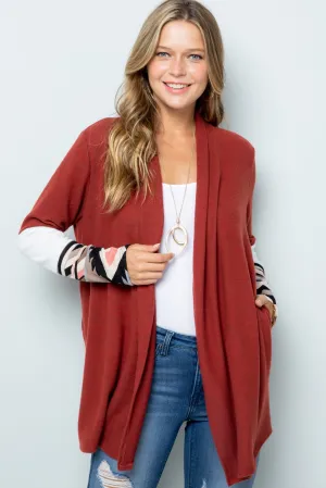 Aztec Contrast Open Cardigan