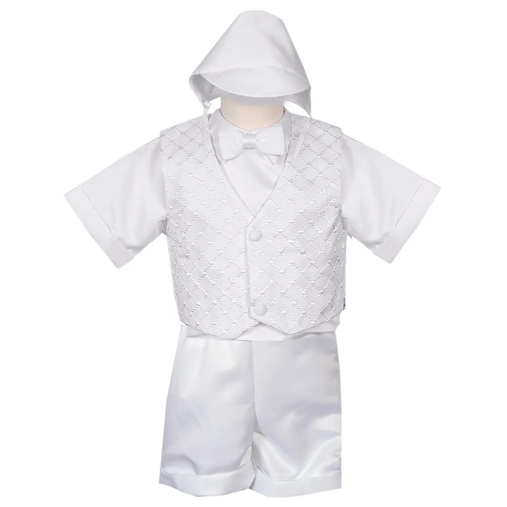 Baby Boys 4 pc Organza Vest Hat Baptism Outfit 3-24M