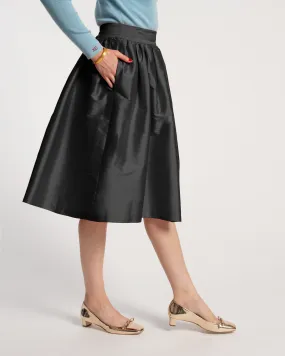 Barbara Gathered Midi Skirt Black