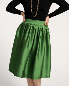 Barbara Gathered Midi Skirt Emerald