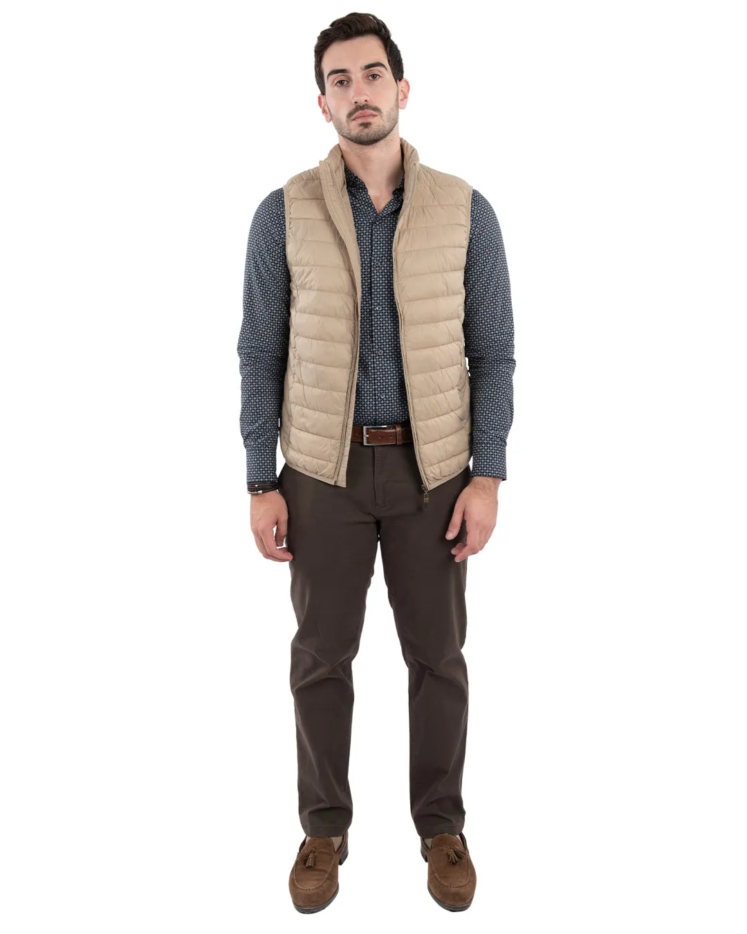 Beige Wadded Gilet