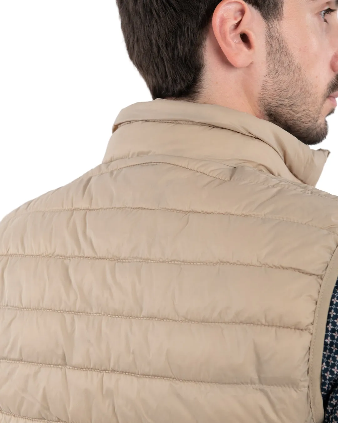 Beige Wadded Gilet