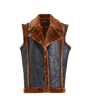 Belen Faux Fur Gilet - Blackout/Tobacco Brn