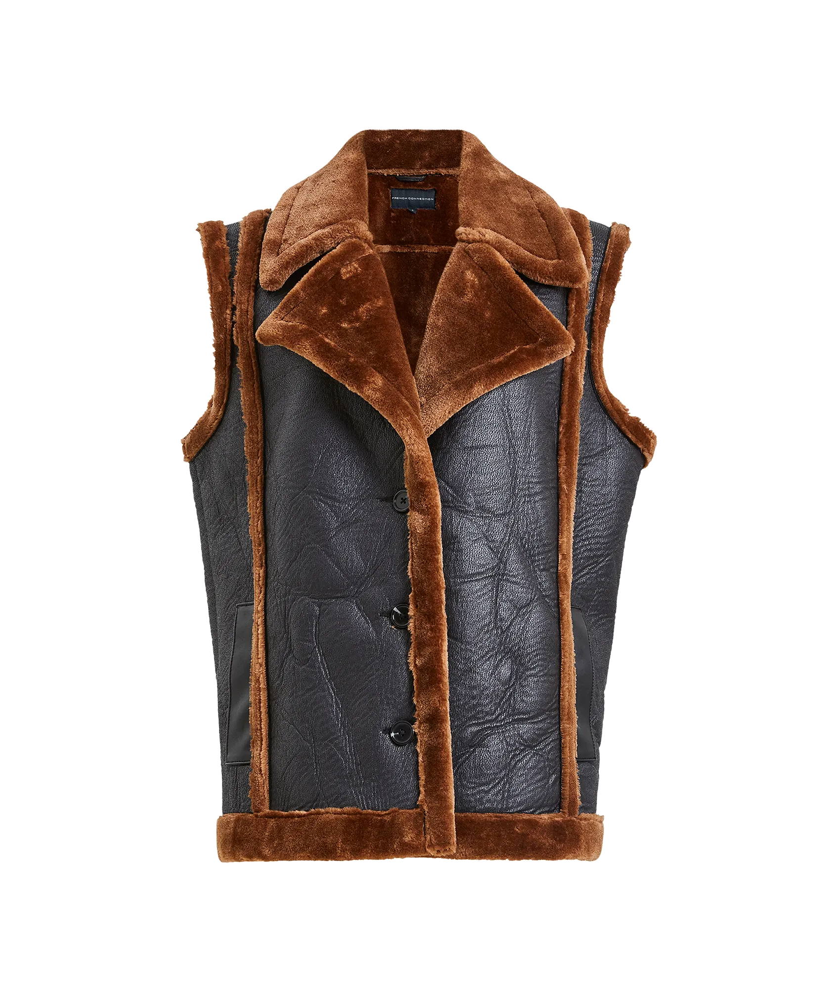 Belen Faux Fur Gilet - Blackout/Tobacco Brn