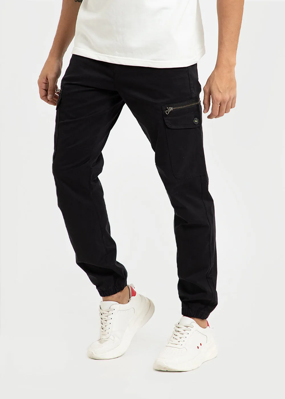 Black Elasticated Cargo Pant