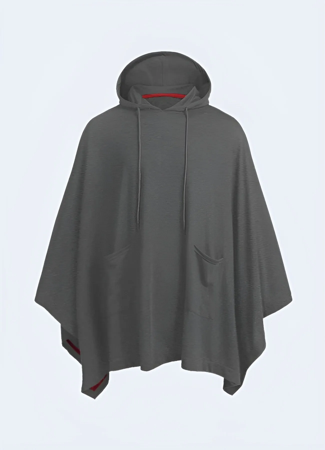 Black Hooded Poncho With Pockets