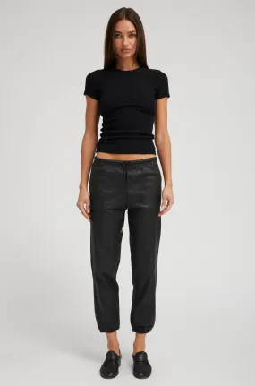 Black Leather Sweatpants