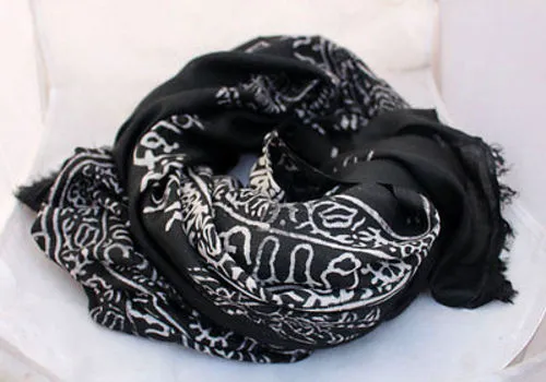 Black Om Cotton Prayer and Meditation Shawl