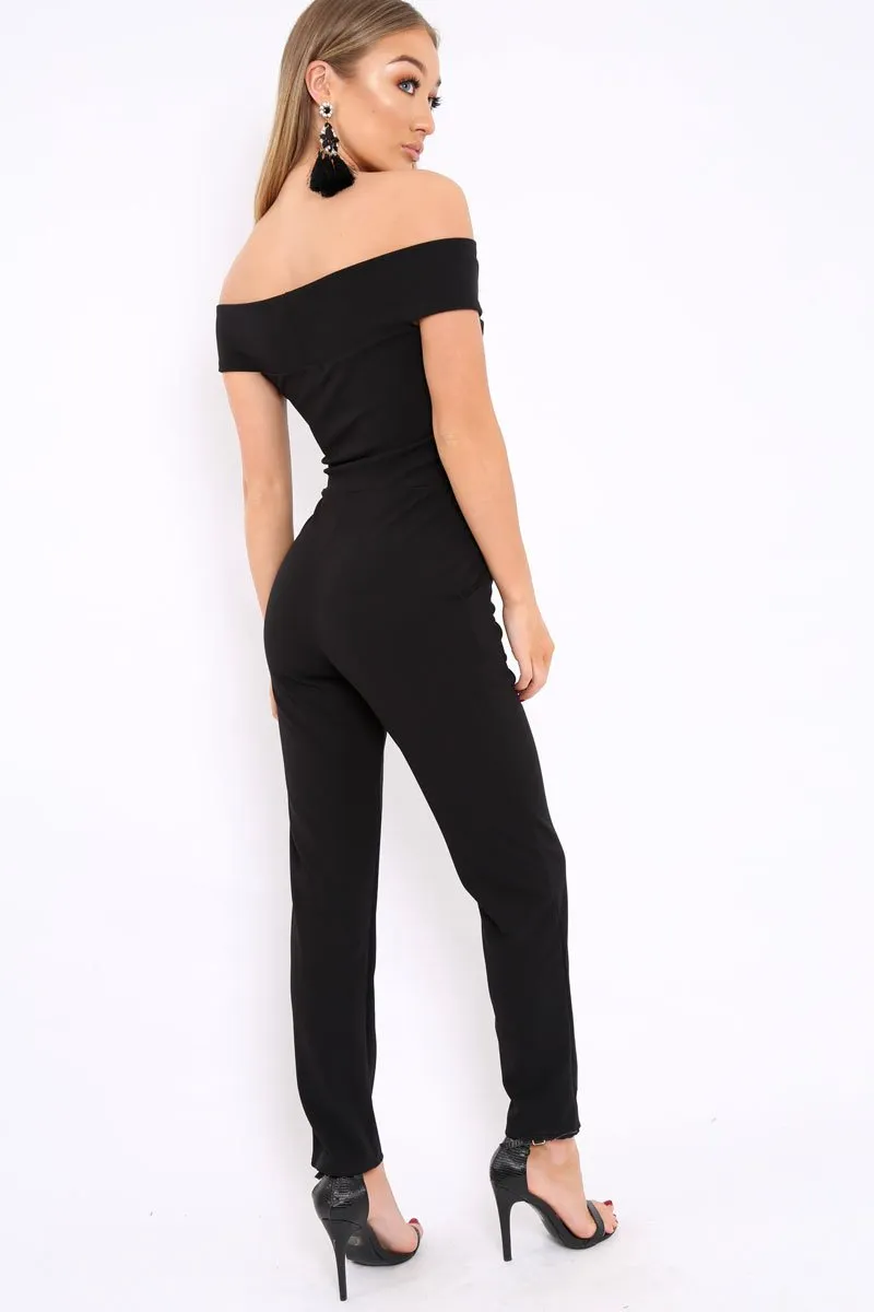 Black V Bardot Jumpsuit - Izzabell