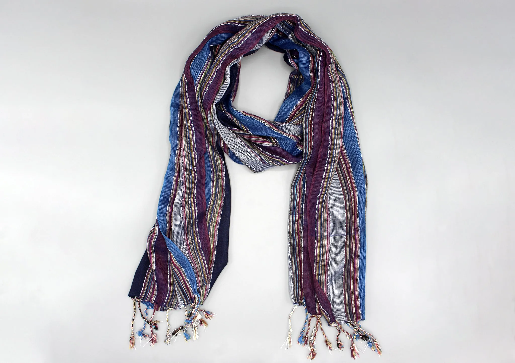 Blue and Purple Striped Women's Summer Scarf