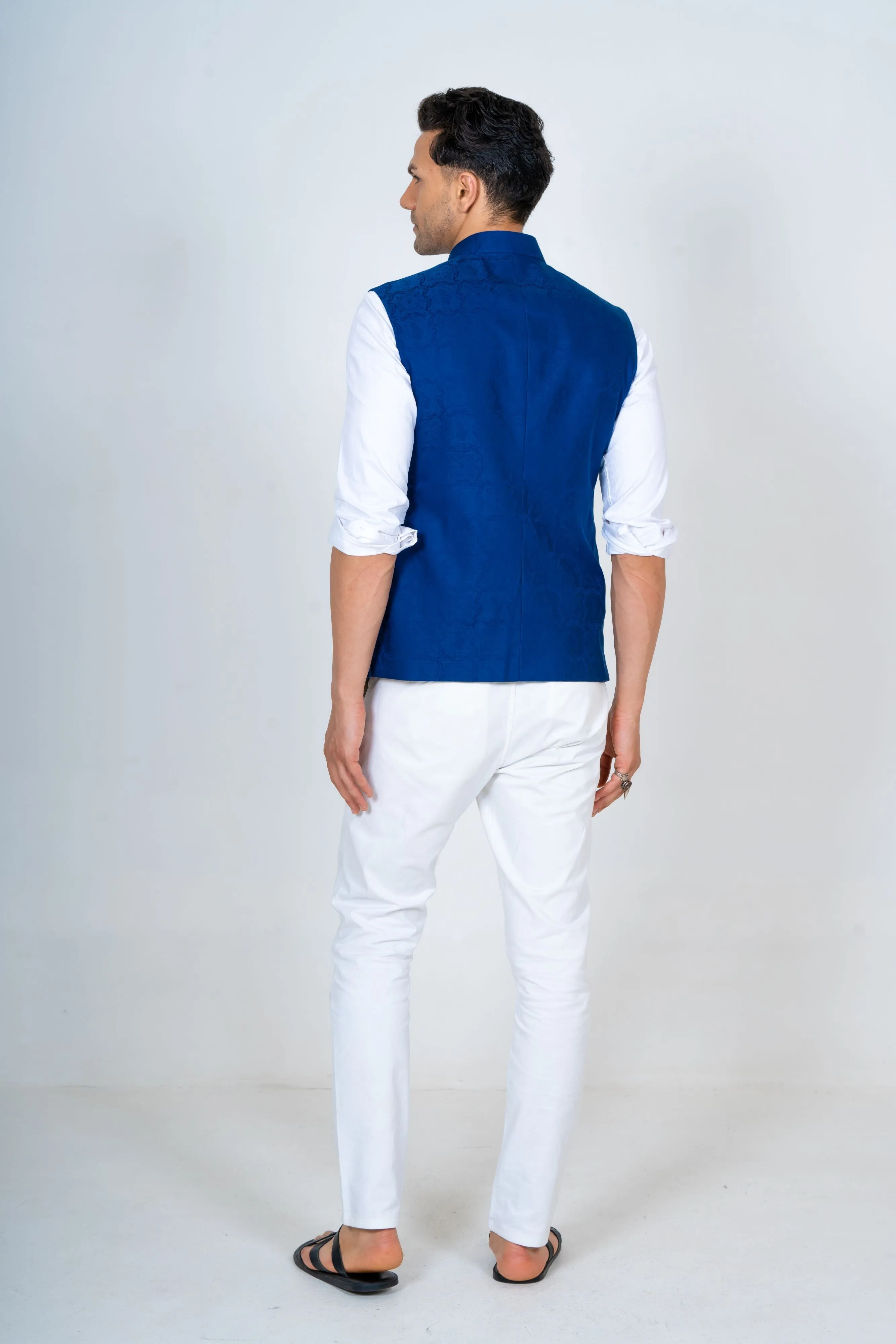 Blue Cotton Nehru Jacket