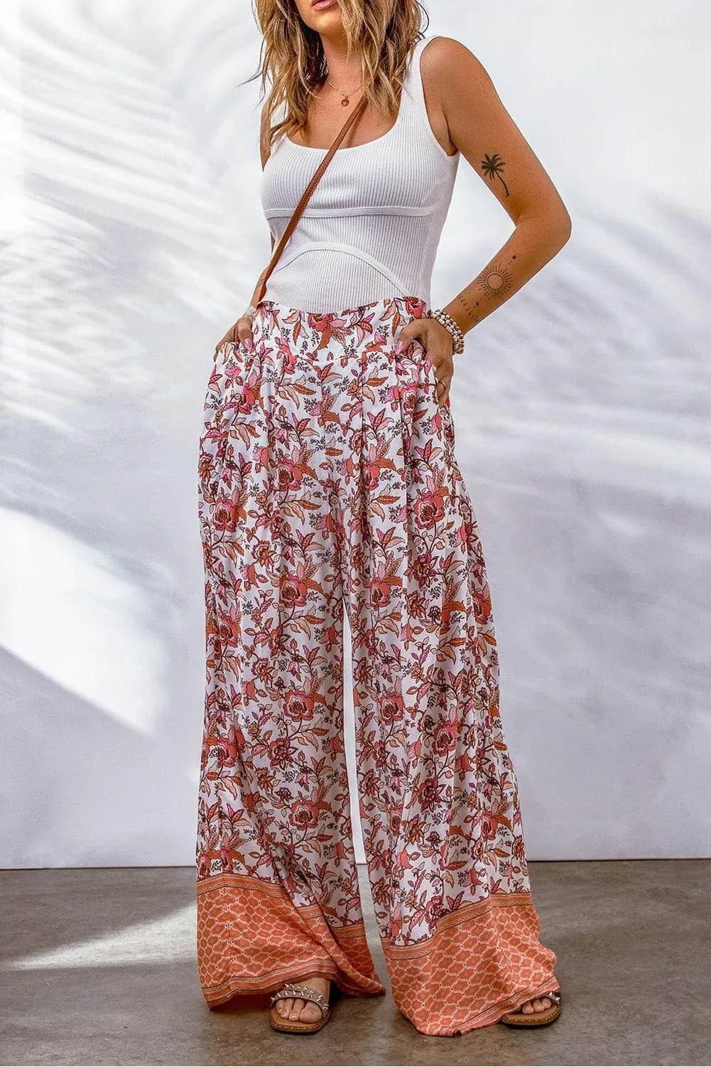 Bohemian Pleated Culottes Pants