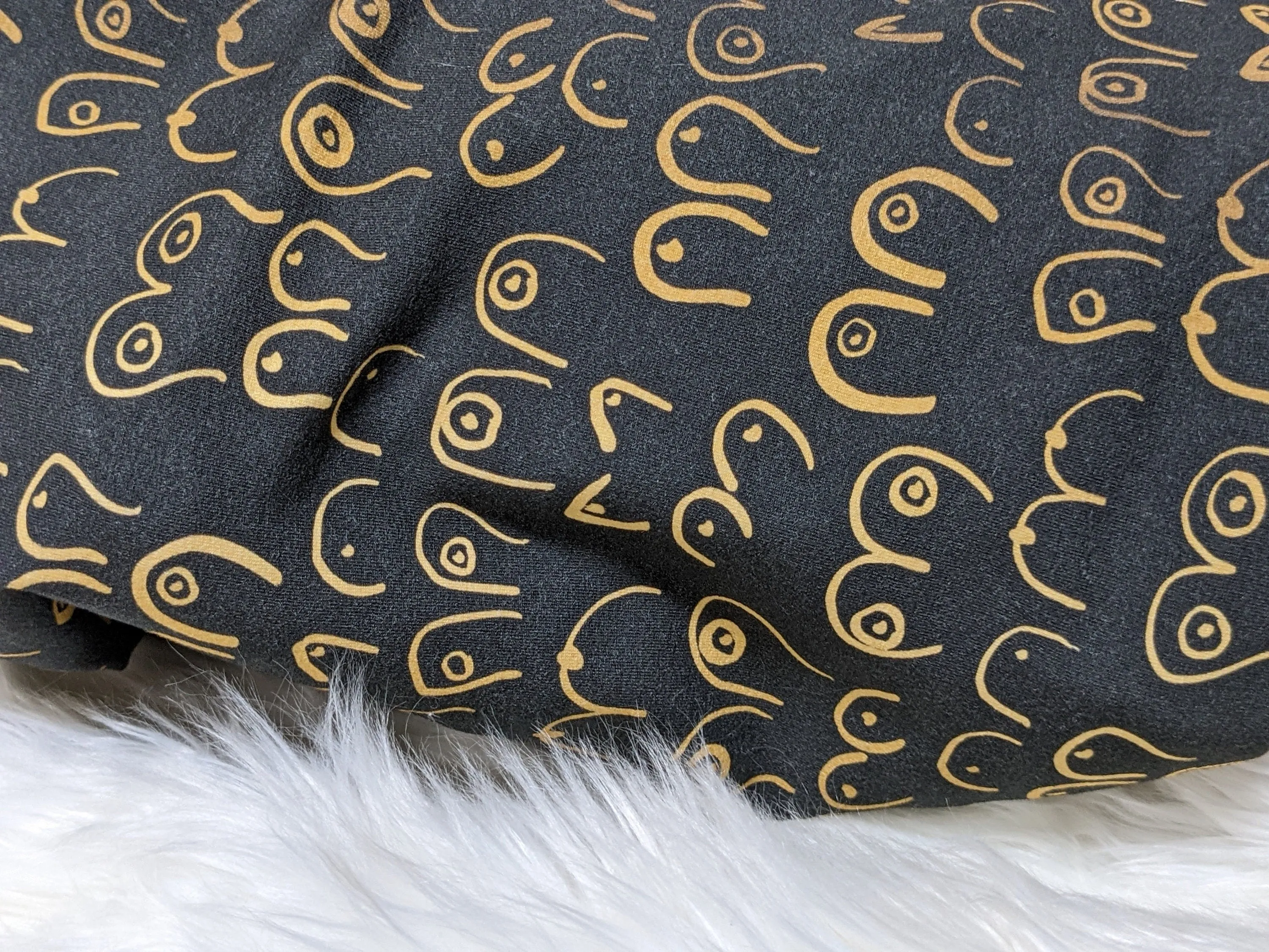 Boob Blanket,Baby Nursing Blanket   Headband or Hat in Gold Boobies on Black