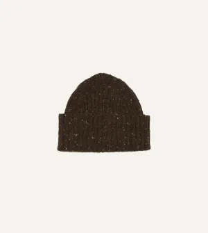 Brown Donegal Ribbed Merino Knit Cap