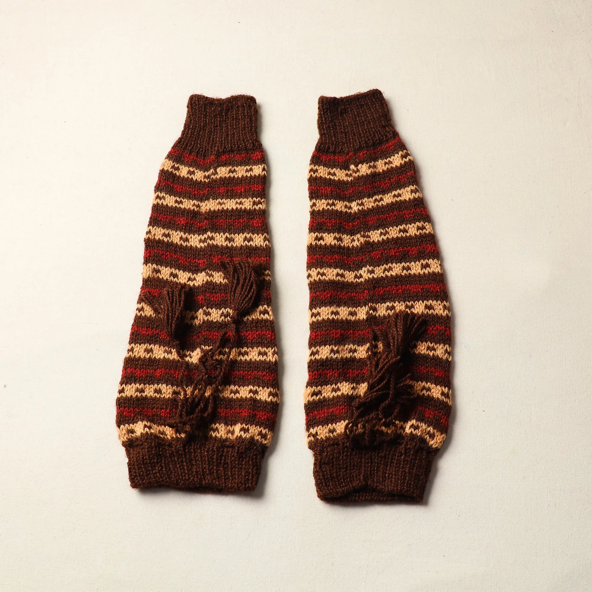 Brown - Kumaun Hand Knitted Woolen Leg Warmer 87