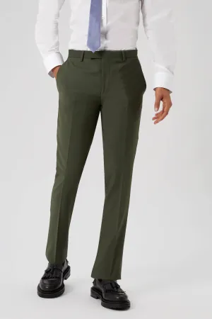 Buscot Slim Fit Green Wool Trousers