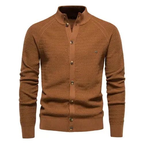 Button Mock Neck Men's Cardigan