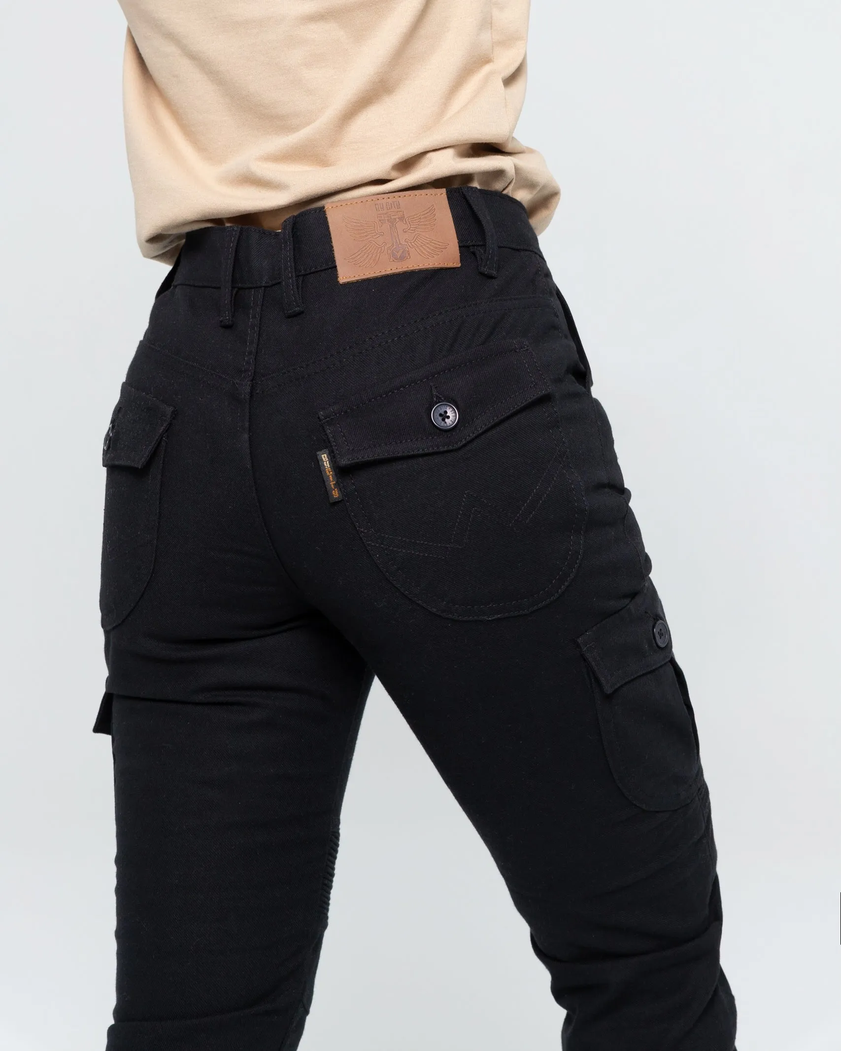 ByCity Mixed Slim  III Ladies Motorcycle Cargo Pants  - Black