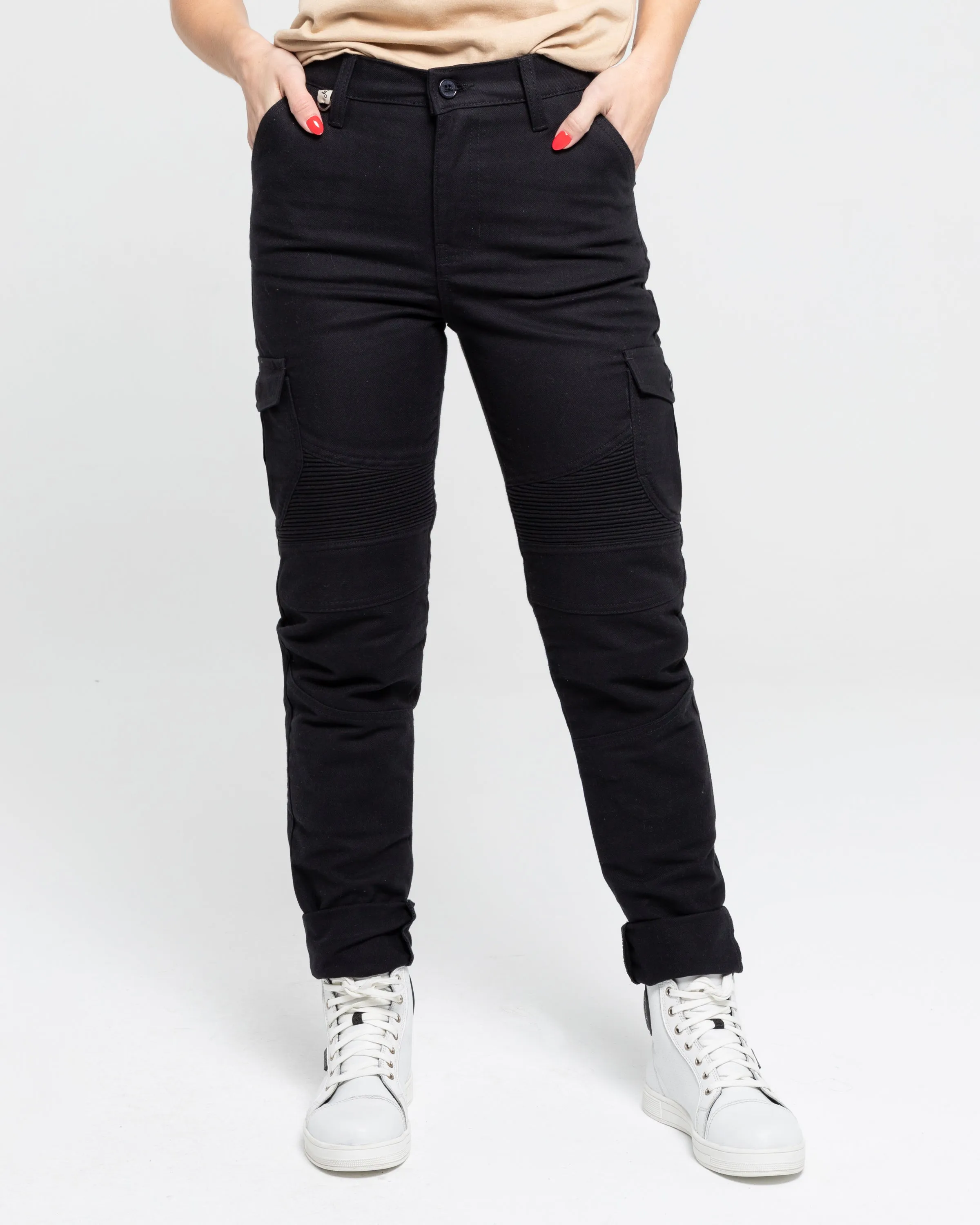 ByCity Mixed Slim  III Ladies Motorcycle Cargo Pants  - Black