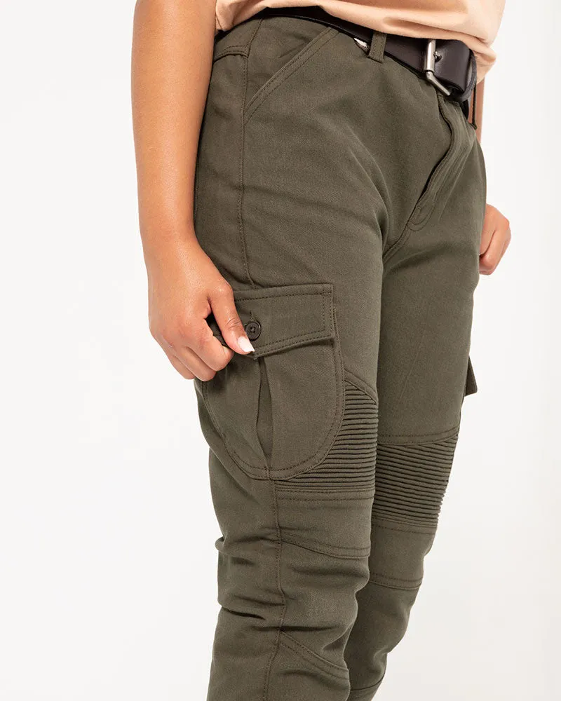 ByCity Mixed Slim  III Ladies Motorcycle Cargo Pants  - Green