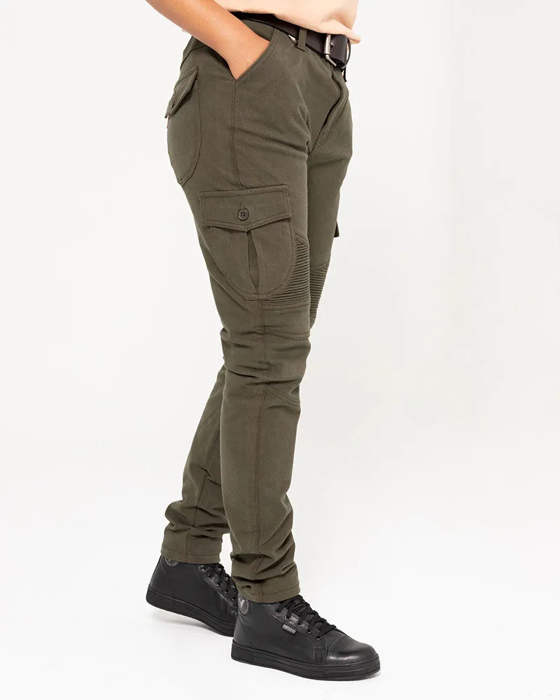 ByCity Mixed Slim  III Ladies Motorcycle Cargo Pants  - Green