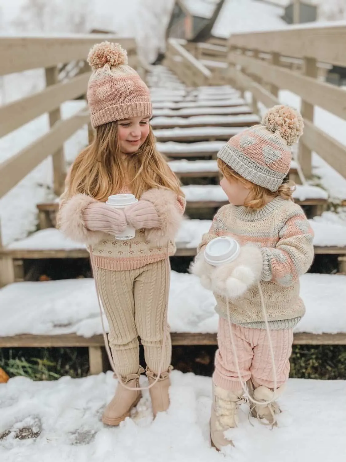 Cashmere Latte Fur Trim Mittens