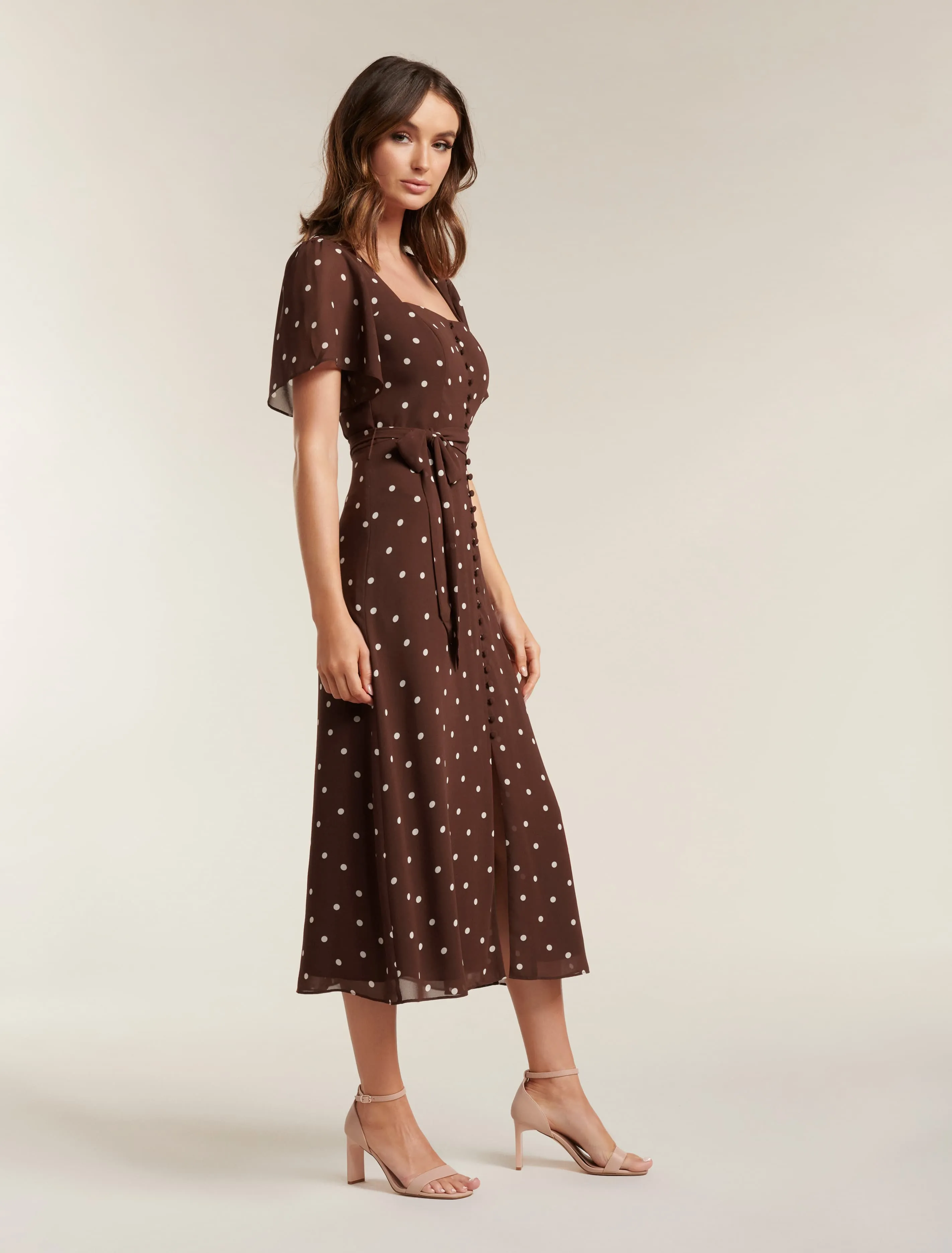 Cassidy Flutter Sleeve Midi Dress