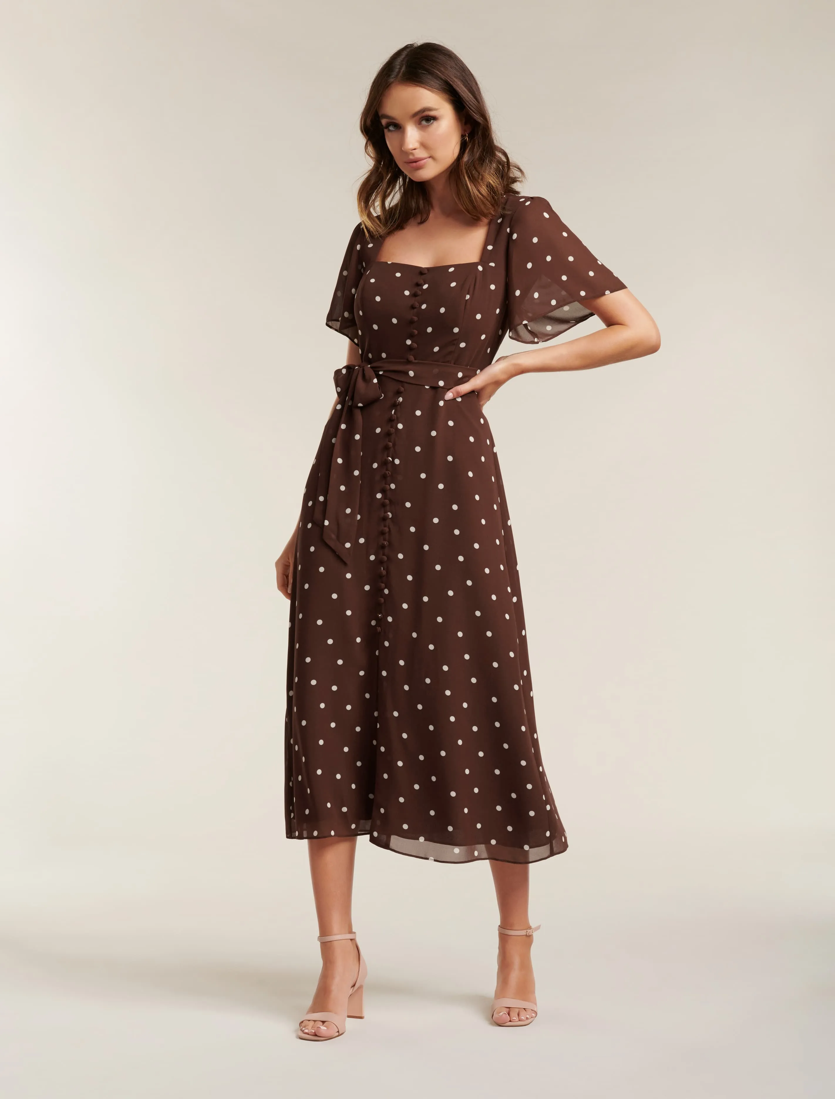 Cassidy Flutter Sleeve Midi Dress