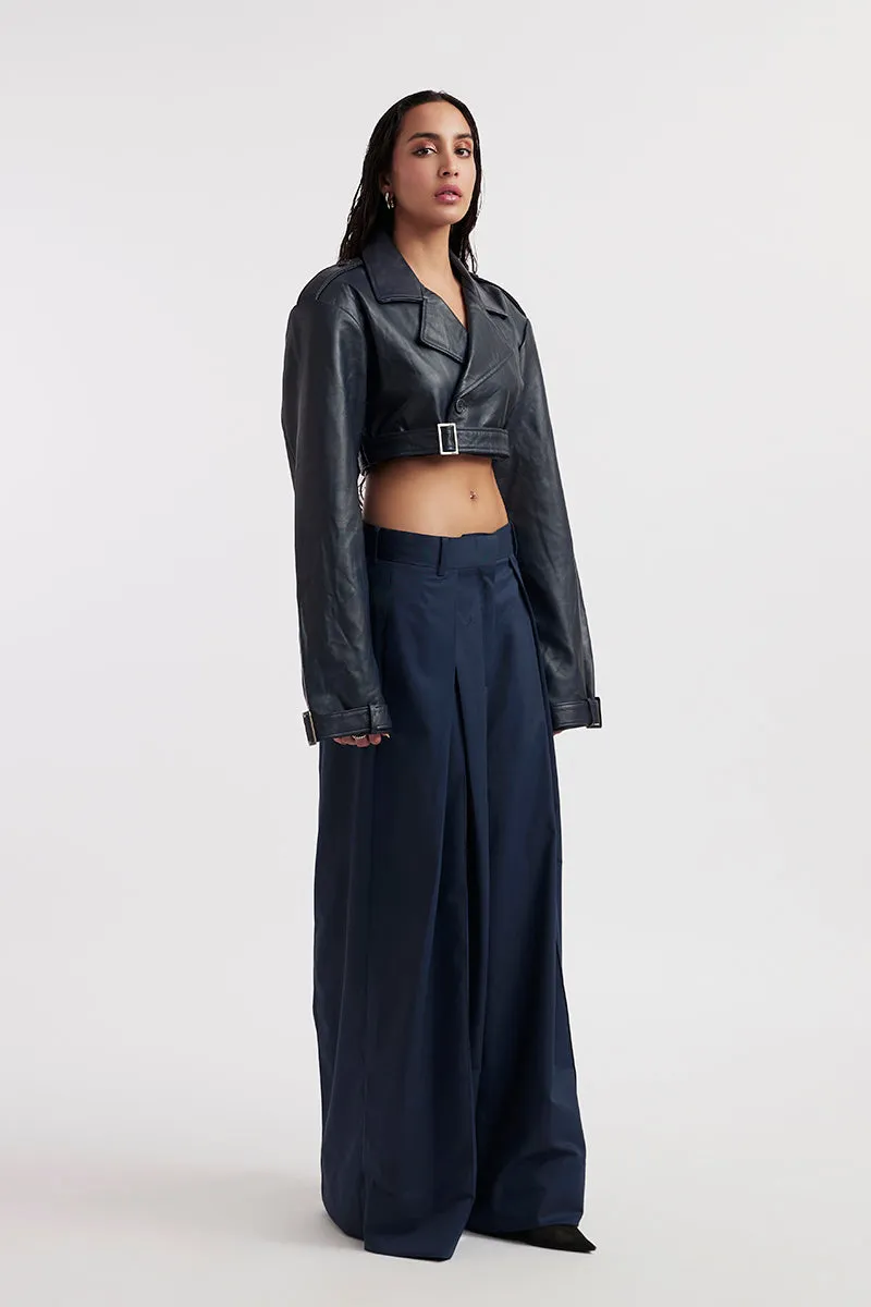 CELIA NAVY BLUE JACKET AND PANTS SET