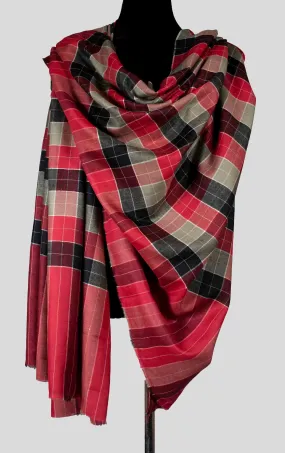 Checkster Pure Pashmina/Cashmere Shawl, Handwoven on Hand loom in Kashmir, Luxury, Masterpiece, Gift, King of Wool, Tight Weave