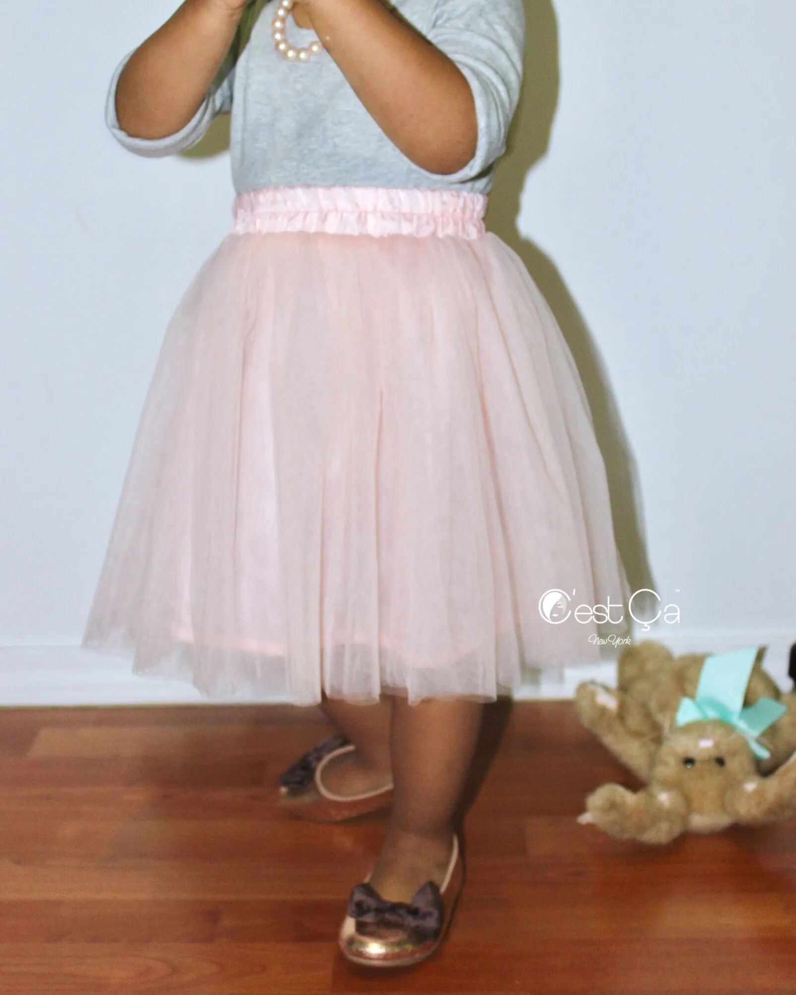 Claire Kids Blush Pink Soft Tulle Skirt