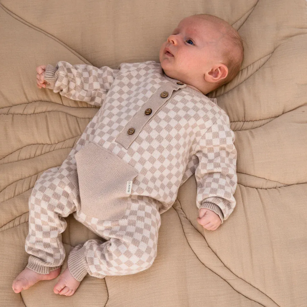 Claude & Co, Checker Romper, Taupe