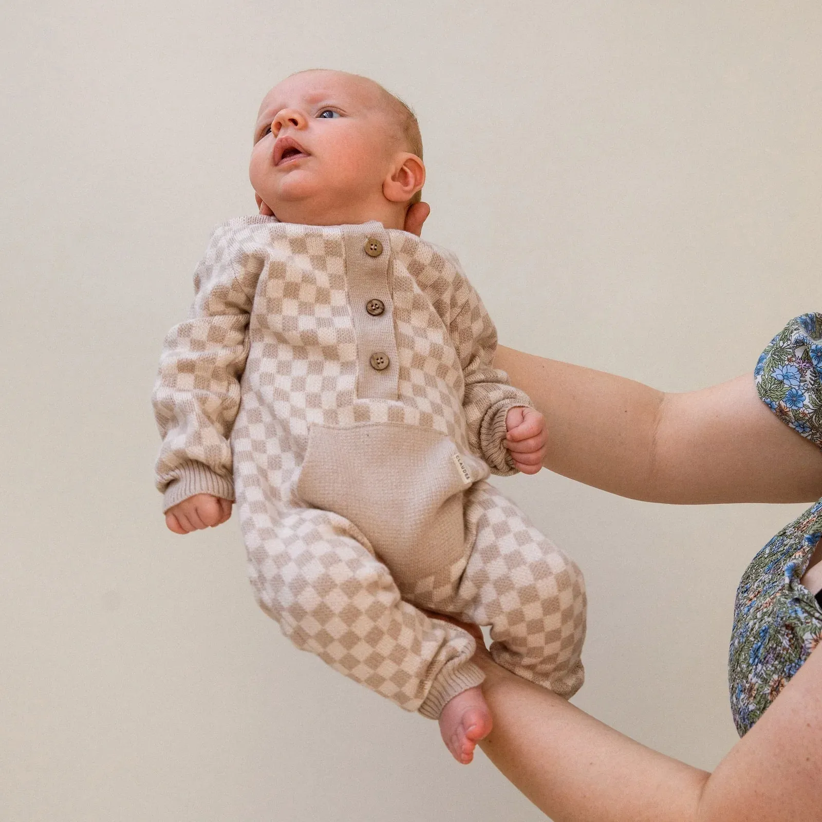 Claude & Co, Checker Romper, Taupe