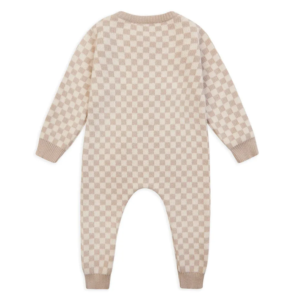 Claude & Co, Checker Romper, Taupe