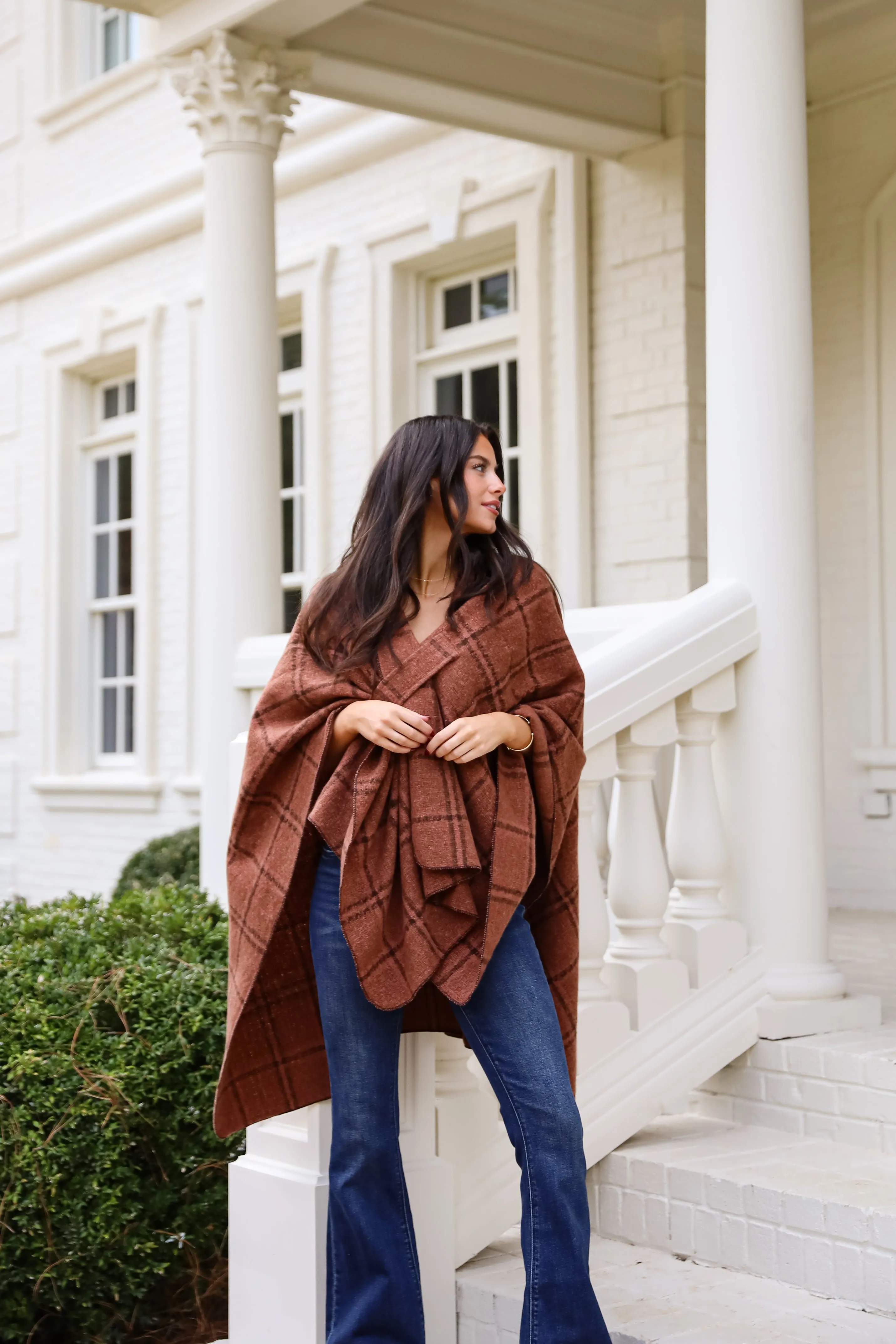 Cozy Success Rust Plaid Shawl - DOORBUSTER