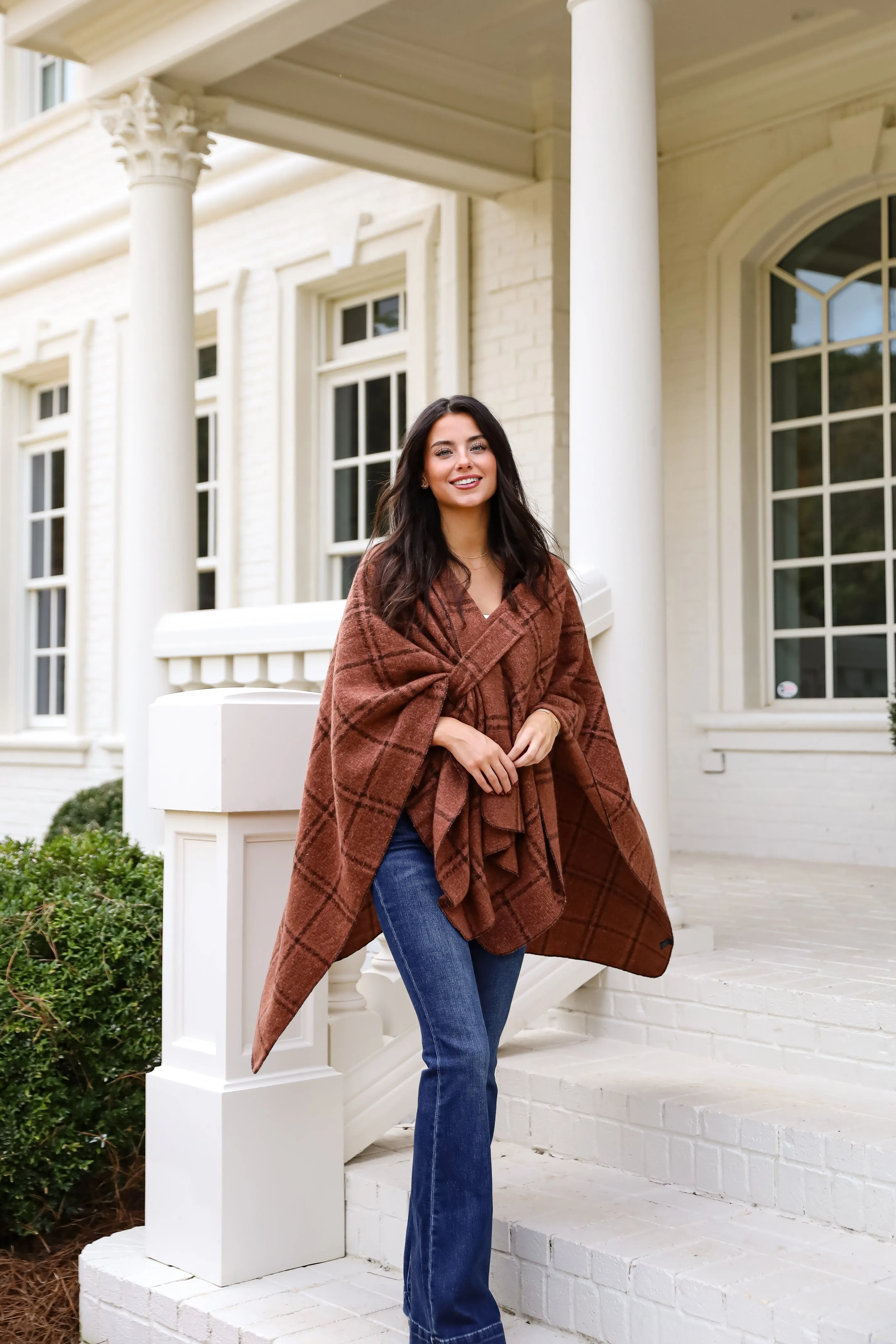 Cozy Success Rust Plaid Shawl - DOORBUSTER