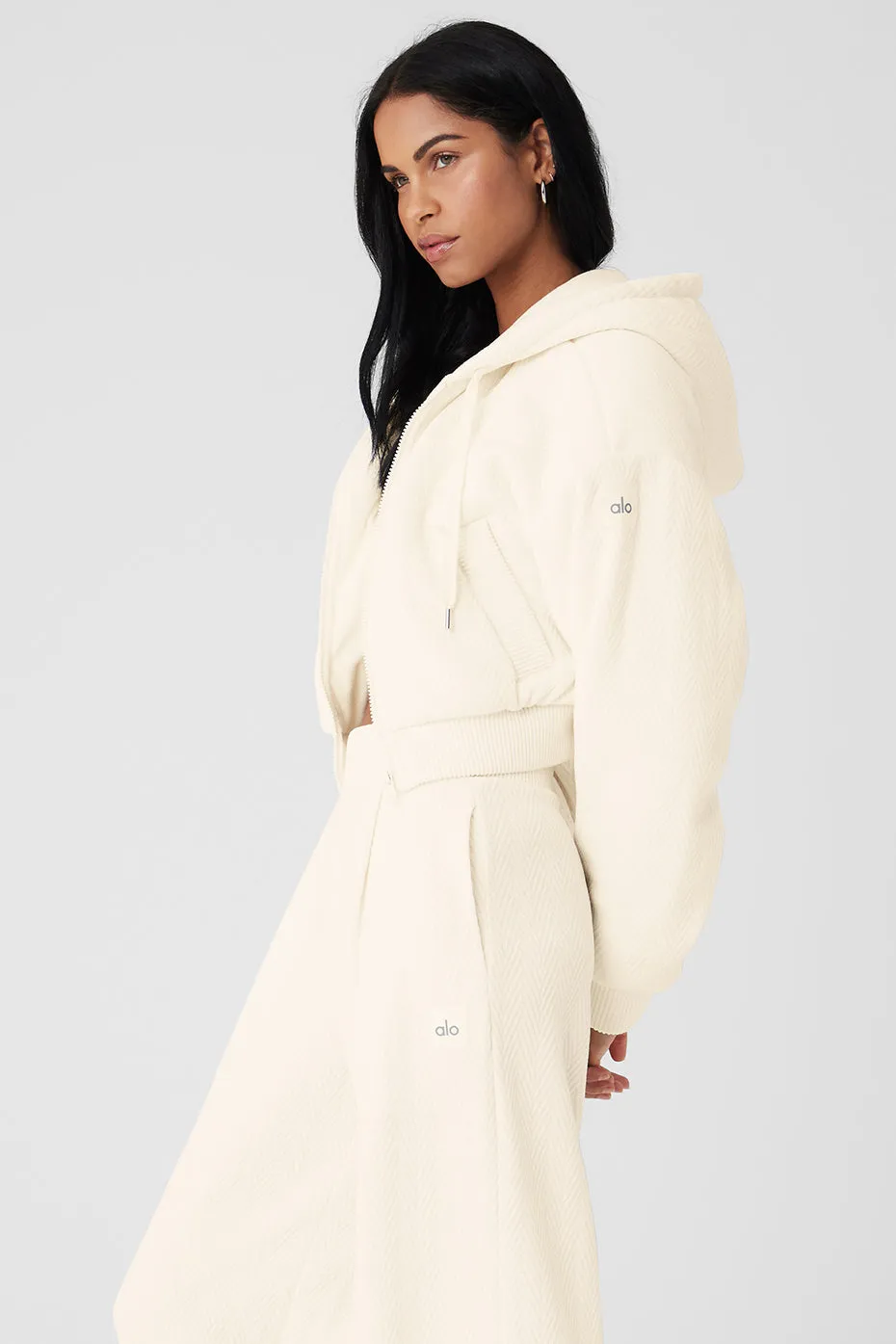 Cropped Cozy Day Full Zip Jacket - Ivory