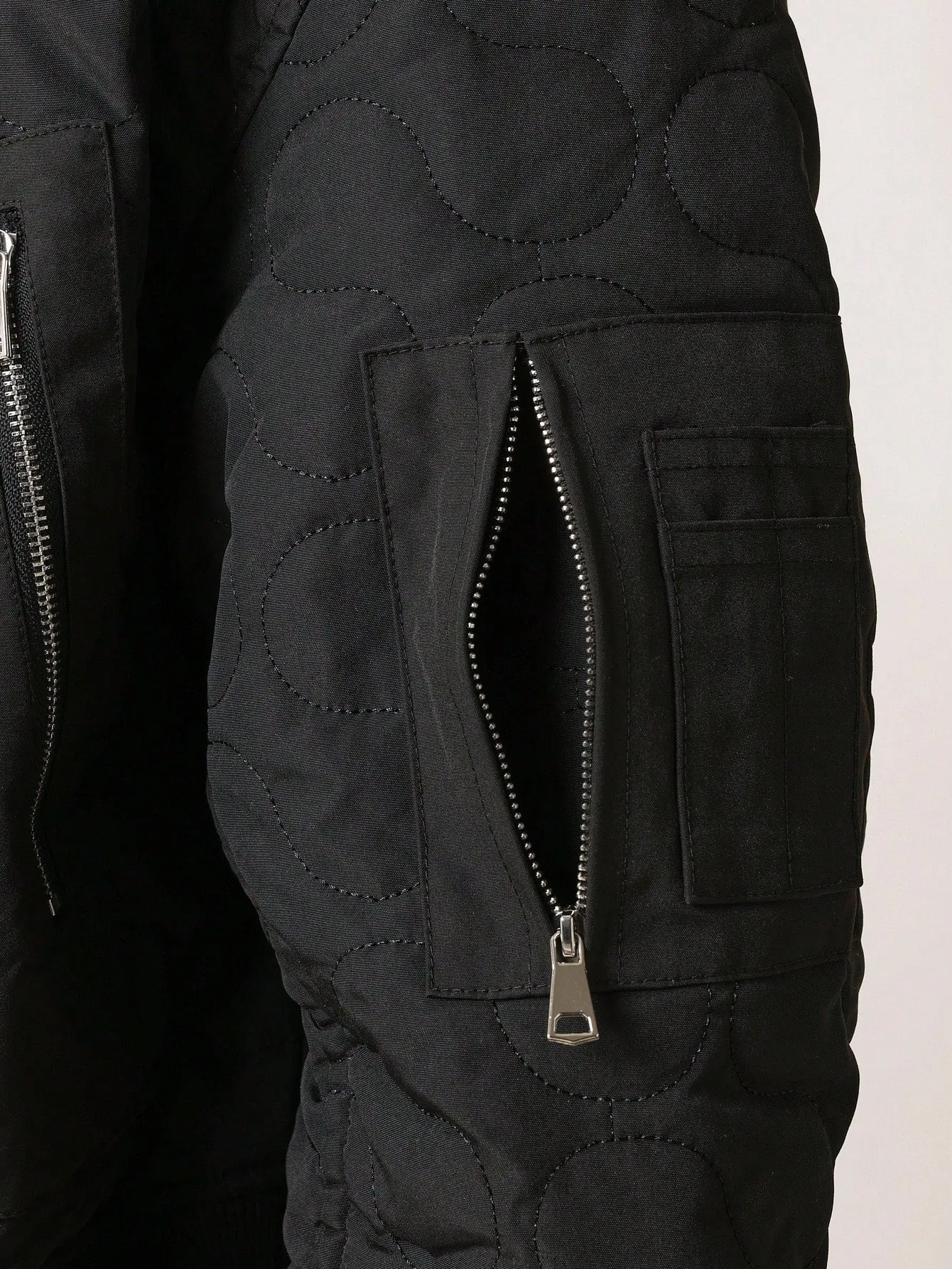 Cropped Zip-Up Quilted Bomber Jacket