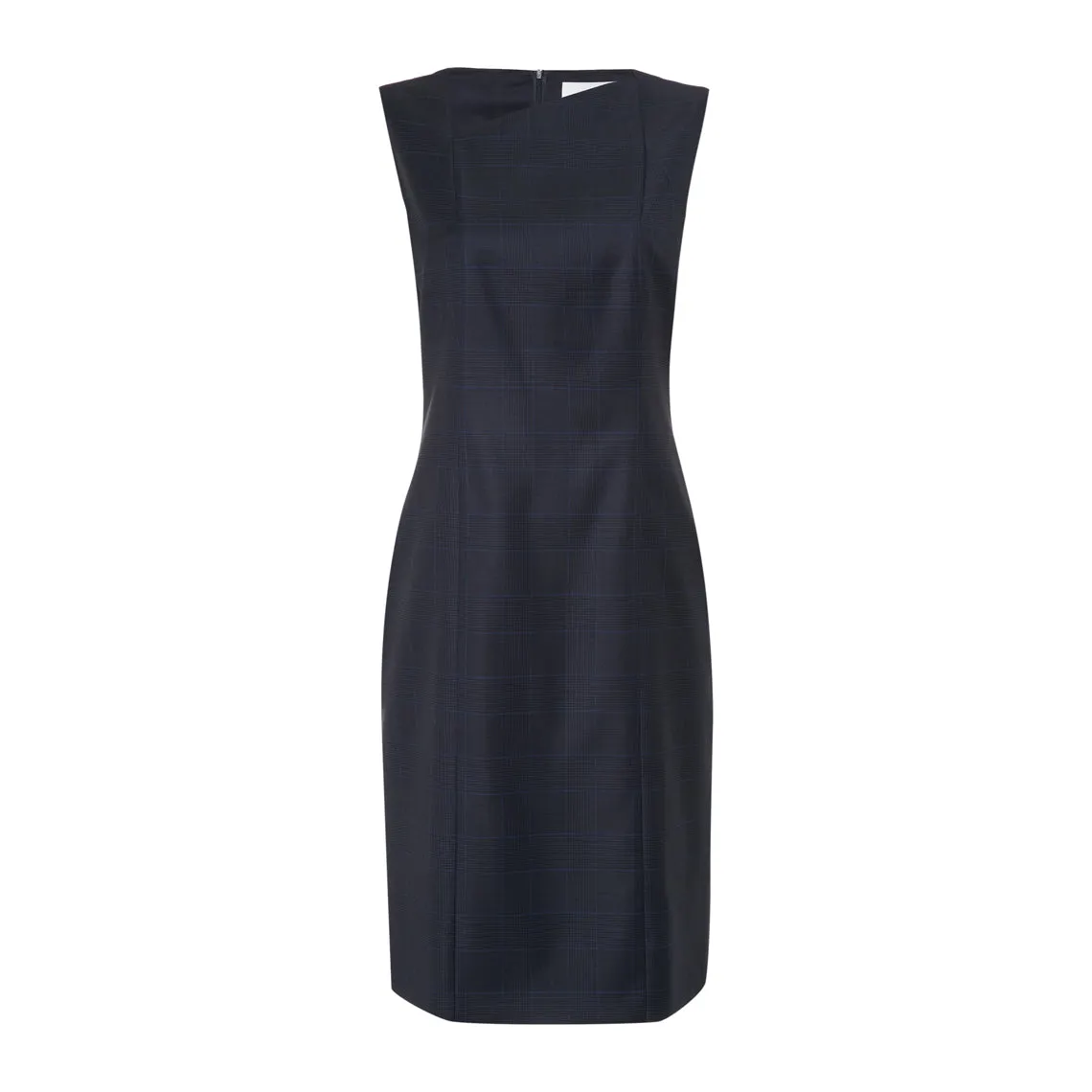 Delray Asymmetric Neck Virgin Blue Wool Dress