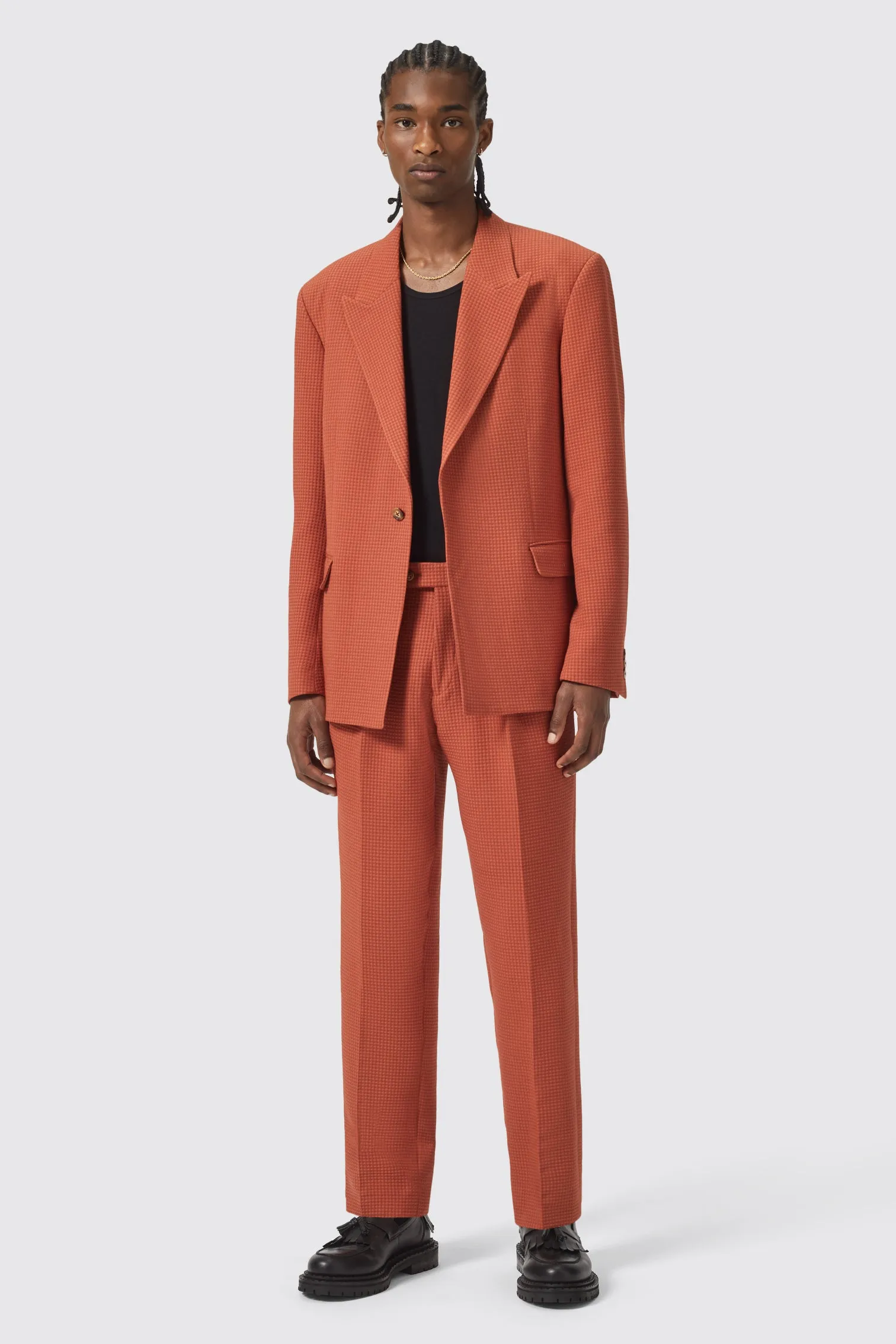 Dirossi Oversized Burnt Orange Waffle Knit Trousers - ARCHIVE