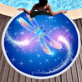 Dragonfly Magic Round Beach towel